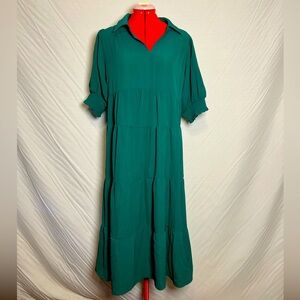 NWT Umgee Green Tiered Maxi Essential Dress